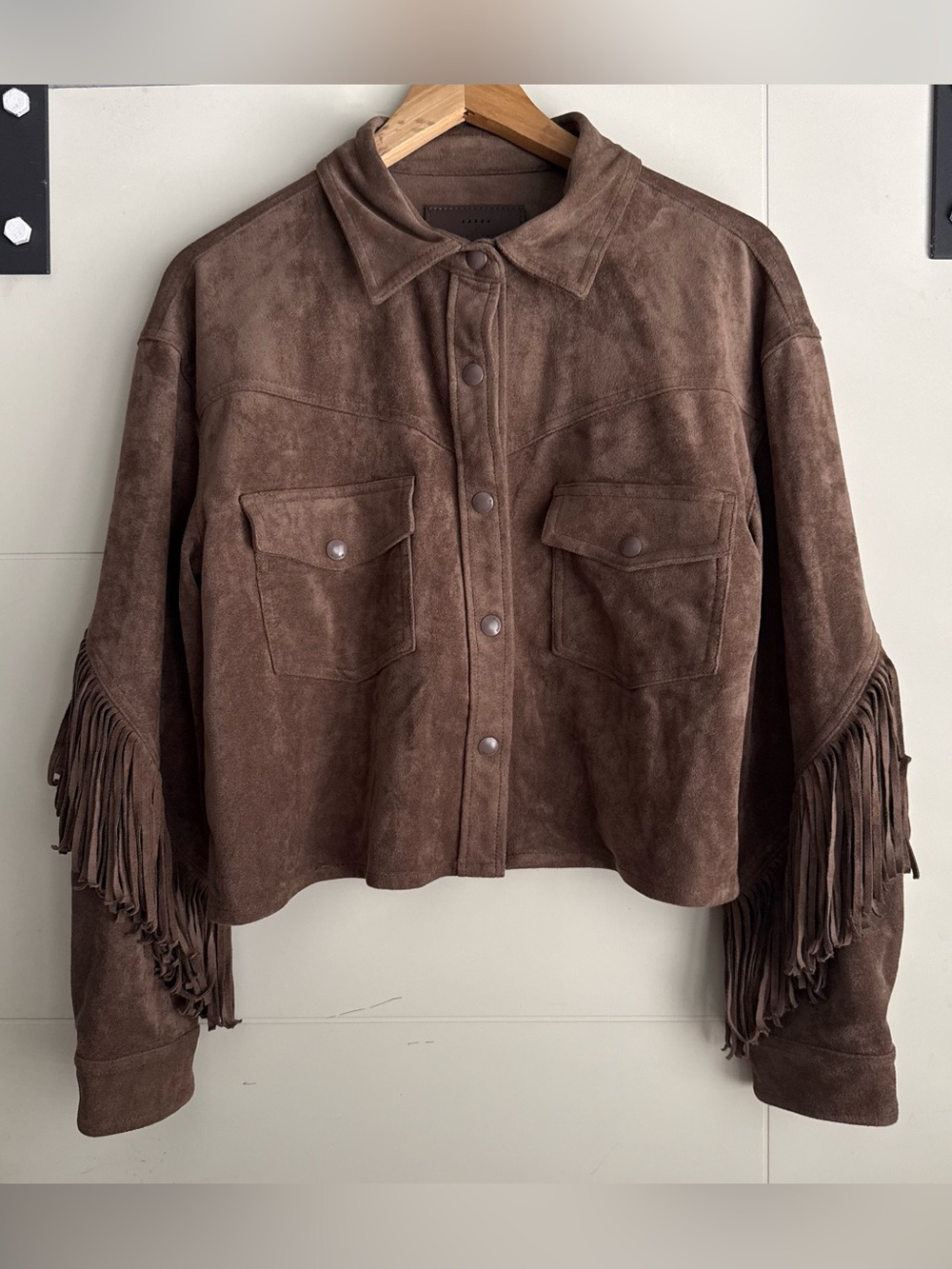 BlankNYC Suede Fringe Jacket Brown size S
